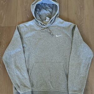 Nike Light Gray Pullover Hoodie with Large Swoosh